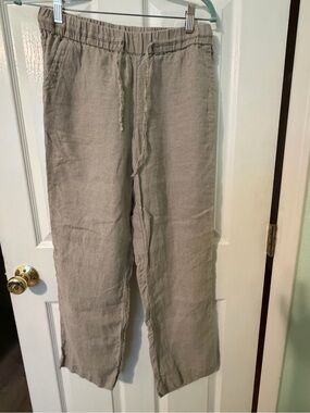 Women’s Casual Linen Drawstring Pants in Light Taupe